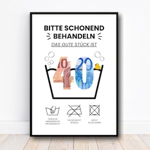 Money gift 40th birthday gift, creative money gift birthday DIY gift idea, gift best friend, last minute gift, PDF