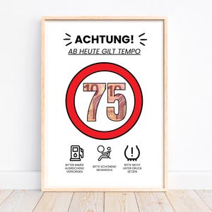 Geldgeschenk zum 75. Geburtstag, kreative Geburtstagskarte Geschenkidee, Tempo 75 Geburtstagsgeschenk, Geburtstag Geld schenken, Download