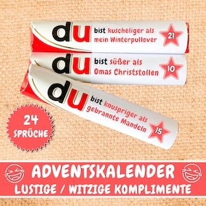 24 Duplo banderoles Advent calendar favorite person funny and witty compliments, DIY Advent calendar gift Christmas, Download