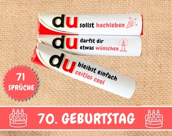 Download: 71 Duplo Banderolen, 70. Geburtstag Geschenk, Geburtstagsgeschenk beste Freundin, 70. Geburtstag Frau, Last Minute Geschenk