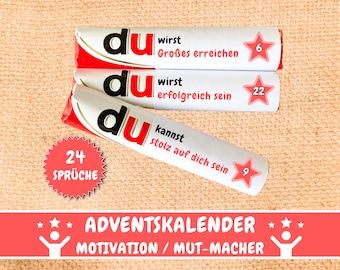 24 Duplo banderolas Calendario de Adviento refranes motivacionales, Regalo de aliento de afirmación de mensajes Duplo, Calendario de Adviento para niños, descargar