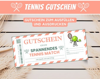 Voucher Tennis Match Voucher Card Tennis Game, Gift Voucher Tennis Lesson Voucher Template, Personal Gift Download