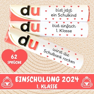 Download: 62 Duplo Banderolen EINSCHULUNG SCHULKIND SCHULSTART 2024, inkl. 6 Vorlagen für Duplo Verpackungsbox