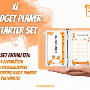 Budget Planner XL Starter Set per il metodo busta A6 in Raccoglitore di budget Sfide di risparmio, copertine, fondi per ammortamento, segnaposto | file PDF