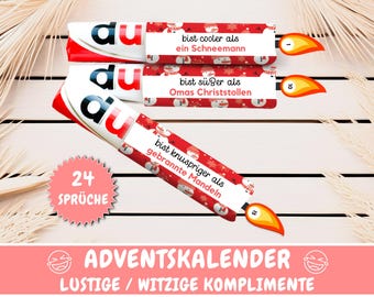 24 Duplo banderoles Advent calendar favorite person funny and witty compliments gift idea, Advent calendar love gift, Download