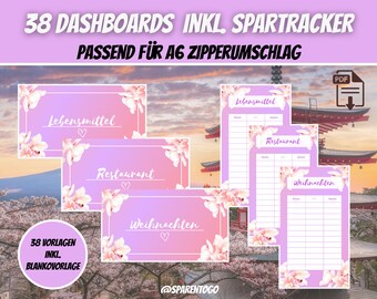 38 cover sheets incl. Sinking Funds Tracker suitable for A6 money envelopes & A6 cash binders for your envelope method in the budget binder