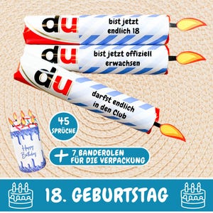 45 Duplo Banderolen Geschenk zum 18.Geburtstag, Geschenk Duplo Sprüche Geburtstag, Duplo Banderole Vorlage 18. Geburtstag Geschenk Sohn, PDF