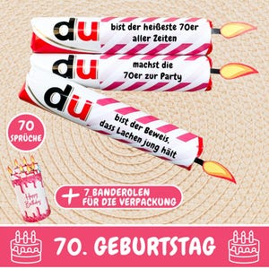 Duplo banderoles presente de aniversário de 70 anos, ideia criativa de presente de aniversário, Velas Duplo aniversário de 70 anos, presente de última hora, download de PDF