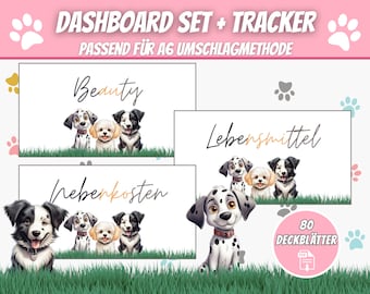 80 Dashboards Cover Pages Dogs Design for A6 Envelopes, Budgeting Cover Pages Envelope Method in Budget Binder | Digital PDF Download