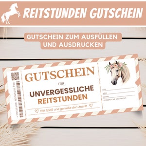 Voucher riding lessons gift idea girls, riding gift voucher riding lessons, voucher template to print, voucher card, PDF