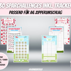 30 Sparchallenges inkl. Tracker Passend für A6 Geldumschläge, A6 Cash Binders & A6 Klarsichtumschläge für deinen Budget Binder PDF Datei Bild 2