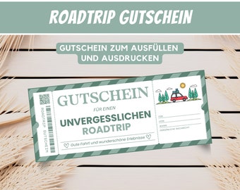Travel voucher road trip, gift travel voucher card, gift best friend, personalized voucher birthday gift vacation, PDF
