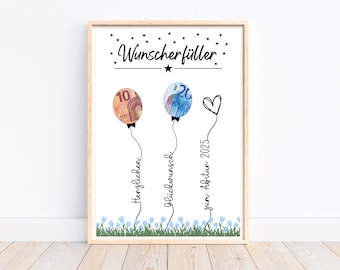 Cash gift for the Abitur 2025, cash gift wish fulfiller exam passed gift ABI, congratulations card Abitur school graduation 2025, PDF