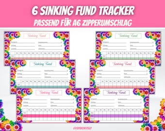6 Sinking Funds Tracker for A6 Envelope Method in Budget Binder | Budgeting Sinking Fund Set to fit A6 envelope in Budget Planner | PDF