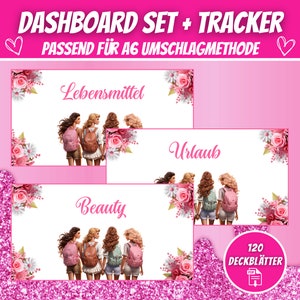 120 Dashboards Deckblätter Pink Design für A6 Umschläge, Budgeting Deckblätter Umschlagmethode im Budget Binder | Digitaler PDF Download