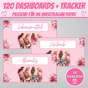 120 Dashboards Deckblätter Pink Design für A6 Umschläge, Budgeting Deckblätter Umschlagmethode im Budget Binder | Digitaler PDF Download