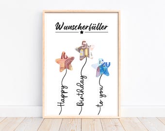 Money gift for birthday, creative money gift wish fulfiller birthday gift money, birthday card last minute gift, download
