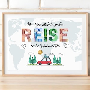 Geldgeschenk Weihnachten Reisekasse Weihnachtsgeschenk, DIY Geschenkidee Weihnachten kreatives Geldgeschenk, Last Minute Geschenk, Download