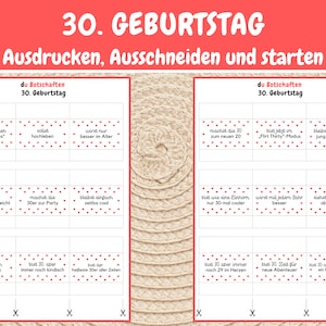 K&ouml;nnte beinhalten: Druckbare Spielkarten zum 30. Geburtstag mit roten Herzen und wei&szlig;em Text. Die Karten haben verschiedene Botschaften zum 30. Geburtstag, wie z. B. "Man ist nur einmal 30!" und "Man wird mit dem Alter besser!"