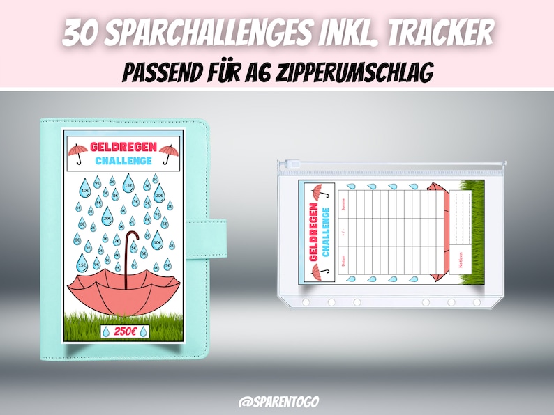 30 Sparchallenges inkl. Tracker Passend für A6 Geldumschläge, A6 Cash Binders & A6 Klarsichtumschläge für deinen Budget Binder PDF Datei Bild 3