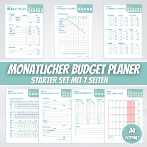 Budget Planner German, financial planner to print, savings tracker, household book, monthly budget, budget planner set, annual budget planner, PDF