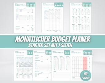 Budget Planner German, financial planner to print, savings tracker, household book, monthly budget, budget planner set, annual budget planner, PDF