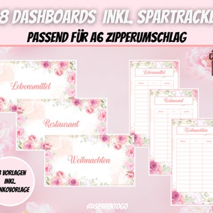Pode incluir: Um conjunto de 38 pain&eacute;is imprim&iacute;veis para or&ccedil;amentar e acompanhar as despesas. Os pain&eacute;is s&atilde;o projetados para uso com um envelope com z&iacute;per A6. Os pain&eacute;is s&atilde;o decorados com designs florais rosa e incluem categorias para mantimentos, restaurantes e Natal.