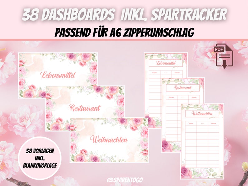 Pode incluir: Um conjunto de 38 pain&eacute;is imprim&iacute;veis para or&ccedil;amentar e acompanhar as despesas. Os pain&eacute;is s&atilde;o projetados para uso com um envelope com z&iacute;per A6. Os pain&eacute;is s&atilde;o decorados com designs florais rosa e incluem categorias para mantimentos, restaurantes e Natal.