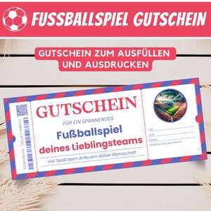 Voucher de bilhete de futebol, presente de aniversário masculino, voucher personalizado, modelo de voucher de jogo de futebol, ideia de presente, download