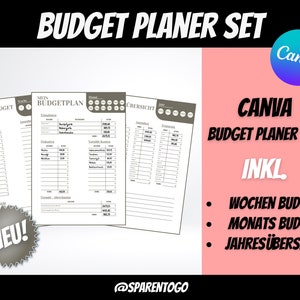 Budget Planner Set Canva financial planner, household book with weekly budget, monthly budget & yearly overview