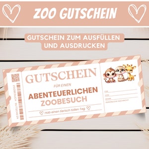Bon do zoo wizyta w zoo prezent urodzinowy dla chłopca pomysł na prezent dziewczyna, spersonalizowany voucher na wycieczkę do parku zwierząt, pobierz