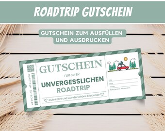 パーソナライズされた旅行バウチャー テンプレート、印刷する旅行バウチャー ロードトリップ バウチャー、ギフト バウチャー旅行バウチャー テンプレート、PDF