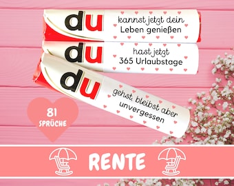 81 Duplo Banderolen Rente Geschenk, Ruhestand Geschenk Kollegen, Duplo Geschenkbox, persönliche Geschenke DIY Geschenkidee, Download