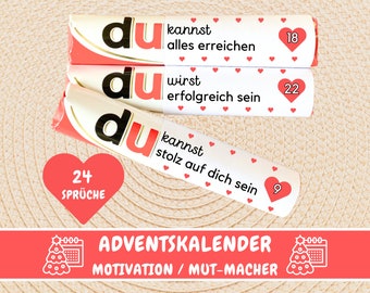 24 banderolas Duplo Calendario de Adviento refranes motivacionales, mensajes Duplo regalo de aliento, caja de regalo Duplo, idea de regalo novia, PDF