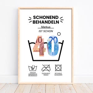 Personalisiertes Geldgeschenk 40 Geburtstag, Geburtstag Geschenkidee Geldgeschenk, Last Minute Geschenk, Geld kreativ verpacken, Download