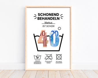 Personlig pengapresent till 40-årsdag, födelsedagspresentidé, sista minuten-present, kreativa sätt att förpacka pengar, ladda ner