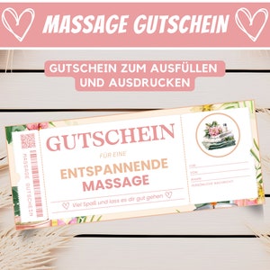 Personalized Voucher Massage Gift Voucher Wellness Voucher Template Massage Voucher Gift Best Friend Gift Idea, PDF