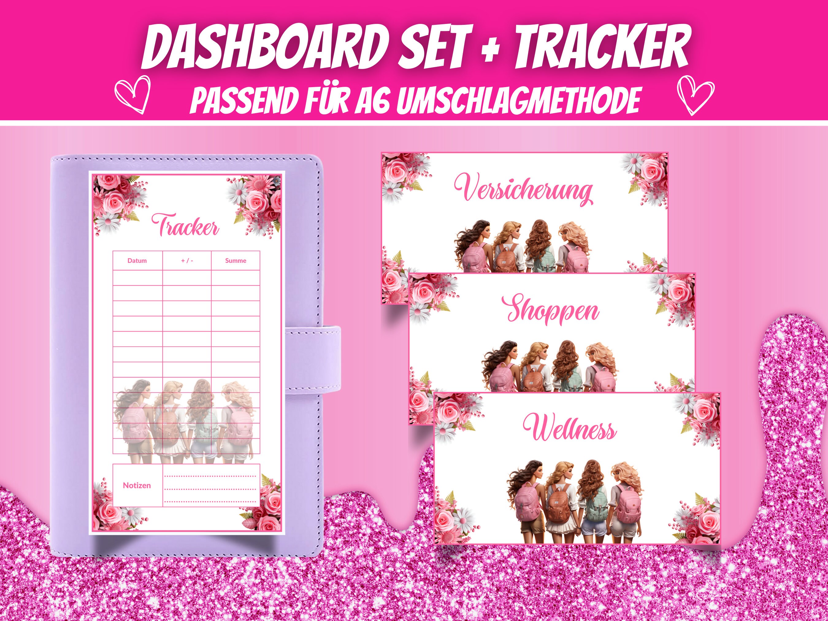120 Dashboards Cover Pages Pink Design for A6 Envelopes, Budgeting ...