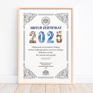 Regalo en efectivo Examen Abitur 2025 aprobado Regalo Abitur, regalo personal Certificado de finalización de estudios Abitur de último minuto 2025, descargar