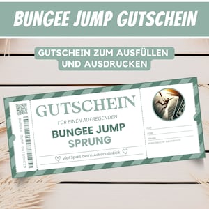 Personalisierter Gutschein Bungee Jump Sprung Gutscheinkarte Geschenk Geburtstag für Mann,Bungee Jumping Gutschein zum Ausdrucken, Download