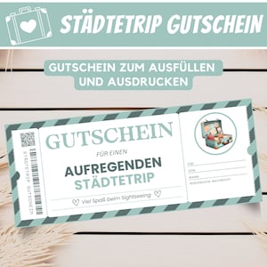 Travel voucher city trip gift idea, city trip voucher travel, gift voucher city trip voucher card, voucher template download