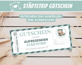 Travel voucher city trip gift idea, city trip voucher travel, gift voucher city trip voucher card, voucher template download