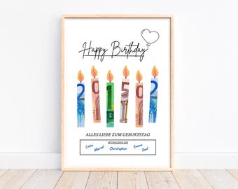 Money gift for birthday, creative money gift wish fulfiller birthday gift money, birthday card last minute gift, download