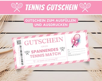 Voucher Tennis Match Voucher Card Tennis Game, Gift Voucher Tennis Lesson Voucher Template, Voucher Tennis Lessons, Download
