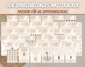 106 Savings Challenges Boho PDF Savings Challenge Set A6 Savings Games suitable for A6 cash envelopes & A6 transparent envelopes for your A6 budget binder