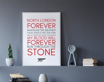 Arsenal Fan Poster: North London Forever Lyrics (Digital Download)