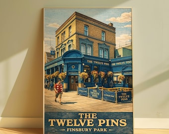The Twelve Pins Pub, Finsbury Park, Famous Arsenal Pub Print