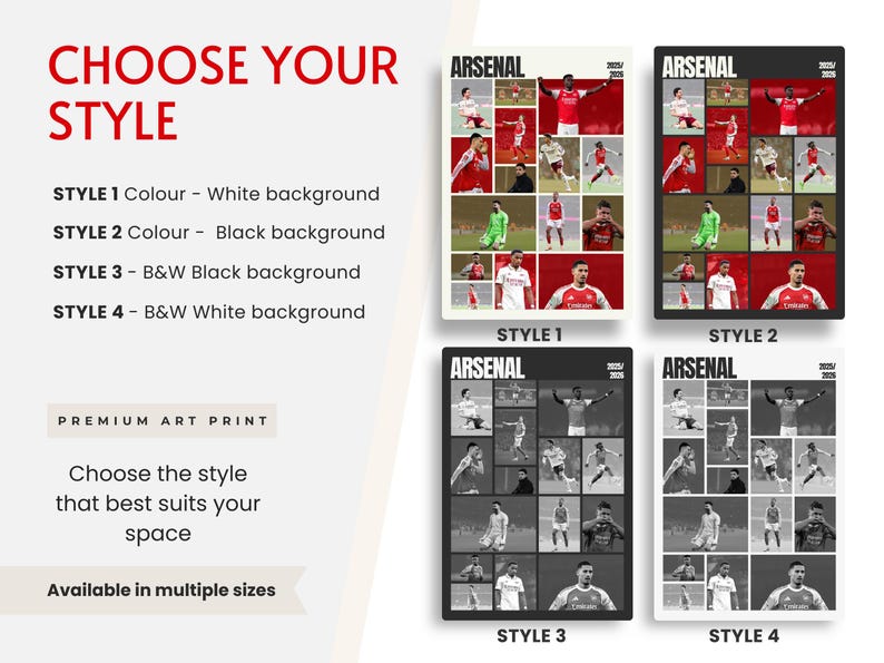 Arsenal Squad Poster 2025–2026, Modern Football Collage Wall Art - Etsy ...