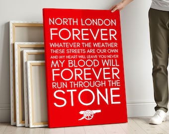 Arsenal Fan Gift: North London Forever Canvas Print - Louis Dunford Lyrics