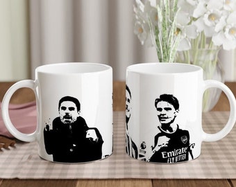 Arsenal Fan Mug, Mikel Arteta, Odegaard, Rice, 11oz Ceramic